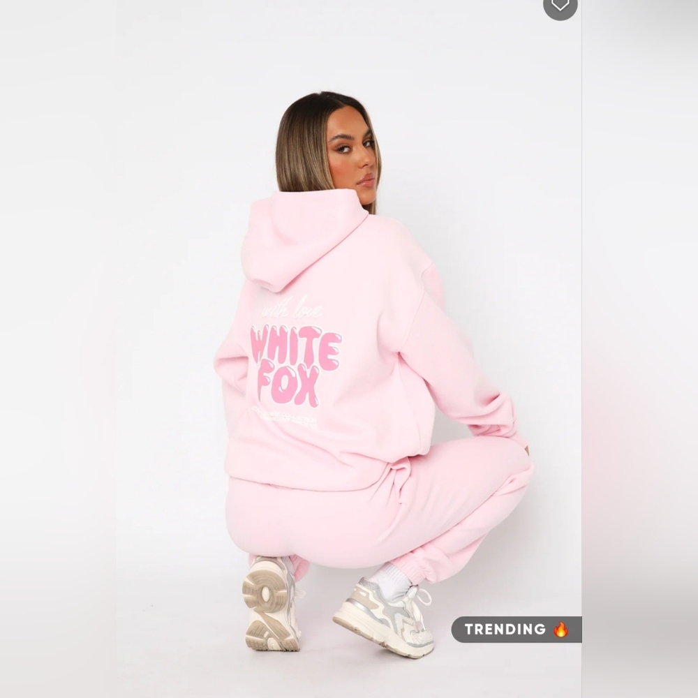 White Fox With Love Hoodie Baby Pink XS/S